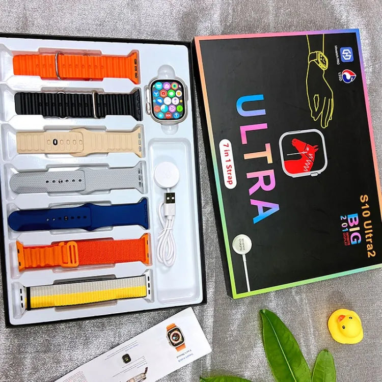 S10 Ultra 2 Smart Watch For Kids & Adults | 7 Stylish Straps | Titanium Body | Magnetic Charger | Water Resistant