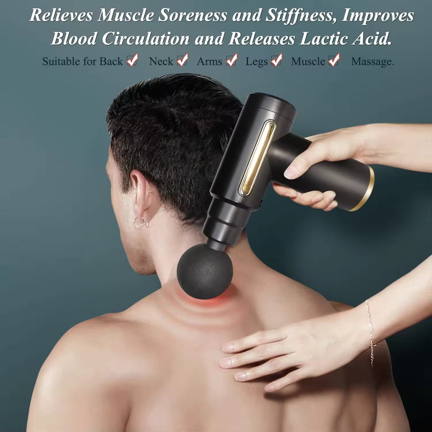 Blue Idea Massage Gun Deep Tissue, Handheld Muscle Massager With 4 Massage Heads, Super Quiet Massage Gun For Muscle Pain Relief Relax Recovery