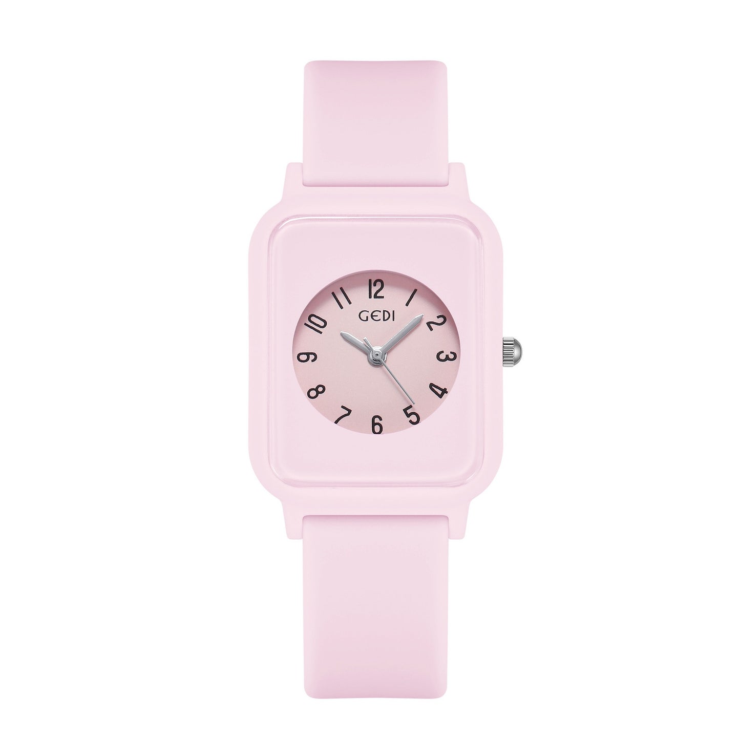 Silky Soft Strap Silicon Watch In Aesthetic Colors / Square Case Round Dial Watch Without Box (random Color)