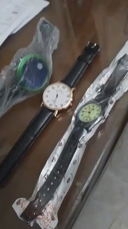 Family Gift Pack Of 3 Watches | Best Quality Watches | Daniel Wellington Watch + Lg Quartz Watch + Apple Logo Digital Watch | Watches ( Without Box ) (random Color